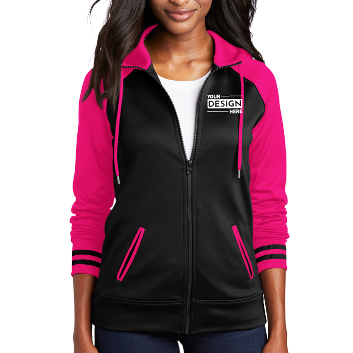 Custom Branded Sport-Tek® Women's Sport-Wick® Varsity Fleece Full-Zip Hooded Jacket with Logo
