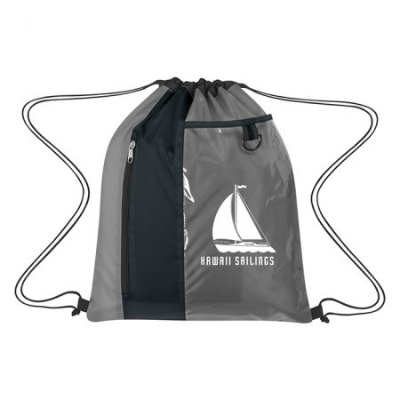Custom Logo Sports Drawstring Bag with Clear Pocket