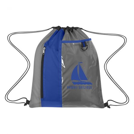 Custom Logo Sports Drawstring Bag with Clear Pocket
