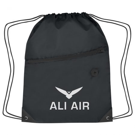 Custom Sports Drawstring Bag with Front Zipper