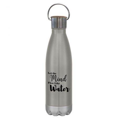 Custom Logo Swiggy Stainless Steel Water Bottle with Bamboo Lid 16 oz