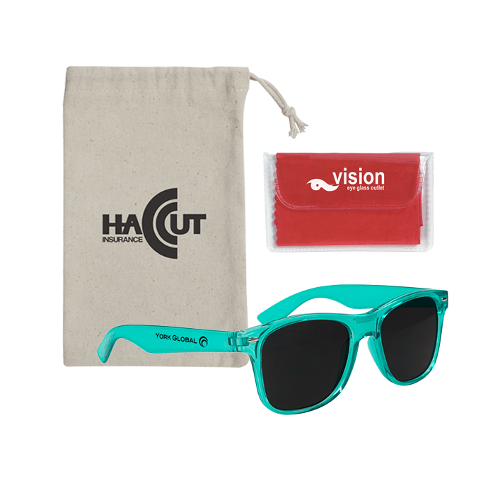 Customizable Translusent Malibu Sunglasses with Microfiber Cloth and Pouch