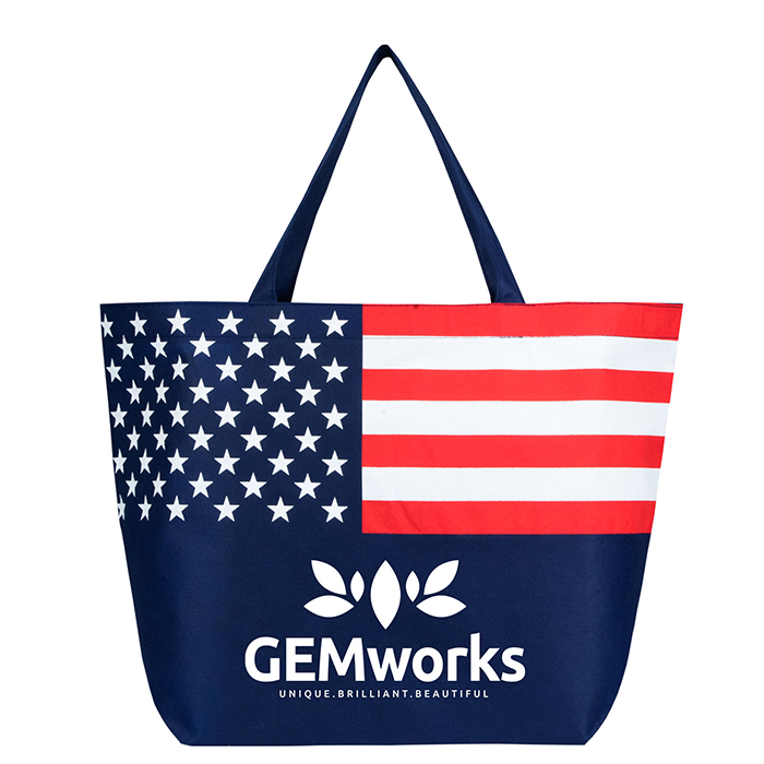 Custom USA Flag Non-Woven Tote Bag with Printed Logo
