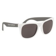 Custom White Rubberized Sunglasses with Microfiber Cloth and Pouch