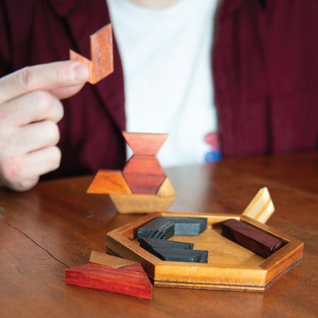 Customizable Wood Hexagon Puzzle Game with Logo