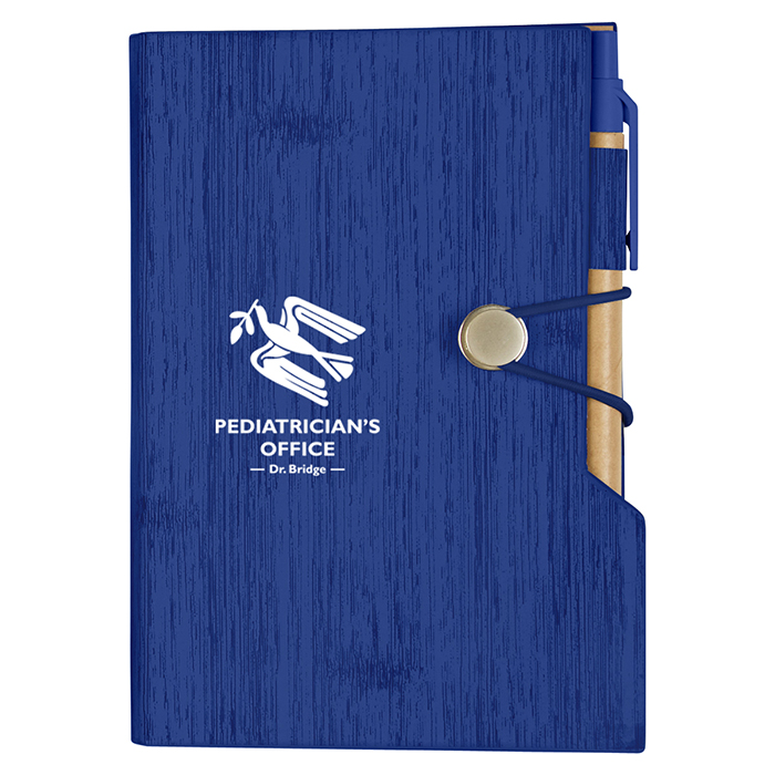 Custom Logo Woodgrain Look Notebook with Sticky Notes & Flags